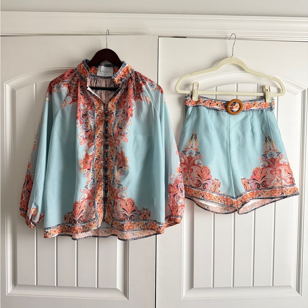 Hausen Paisley Blouse and Shorts Set
